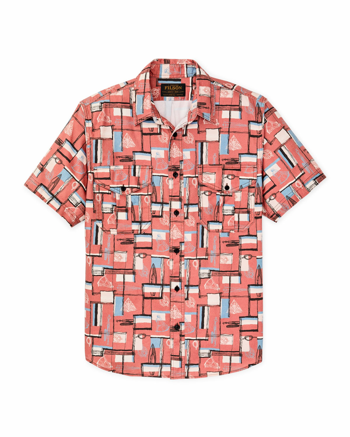 Men Filson Short Sleeve Lightweight Alaskan Guide Shirt - Russet Print