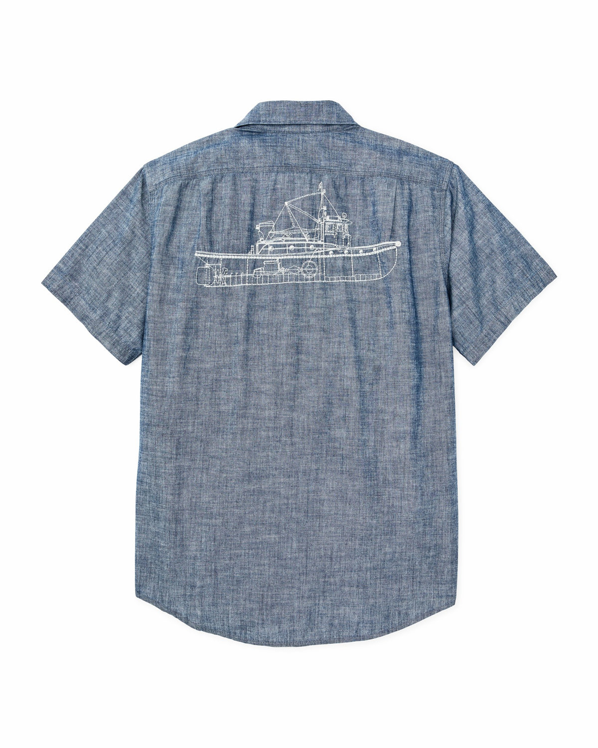 Men Filson Short-sleeve Embroidered Chambray Shirt - Rinsed Indigo