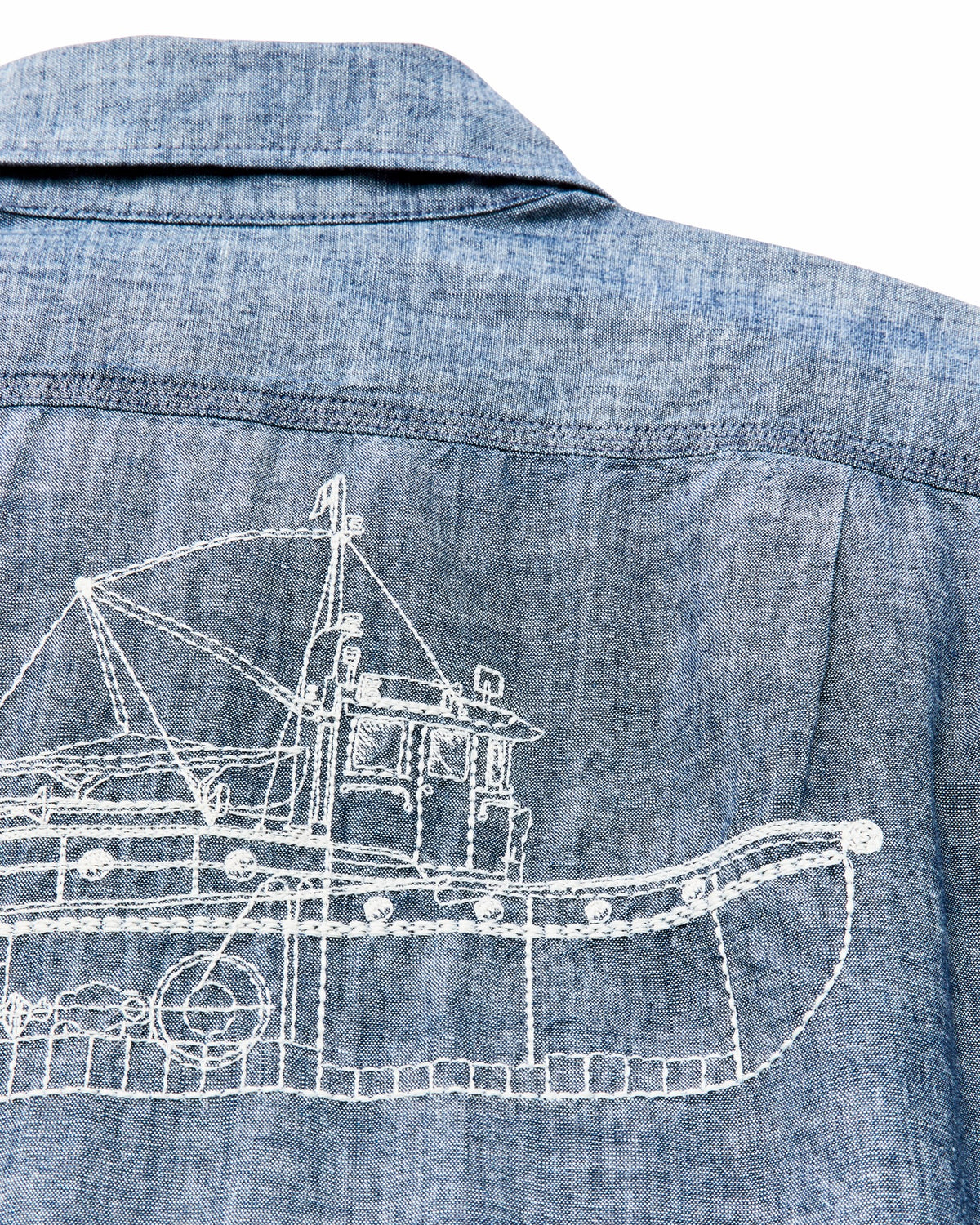 Men Filson Short-sleeve Embroidered Chambray Shirt - Rinsed Indigo
