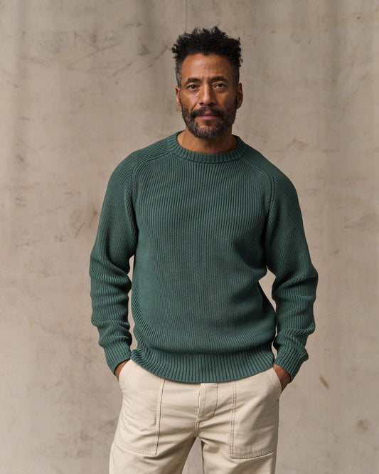 Men Filson Vintage Cotton Crewneck Sweater - Juniper