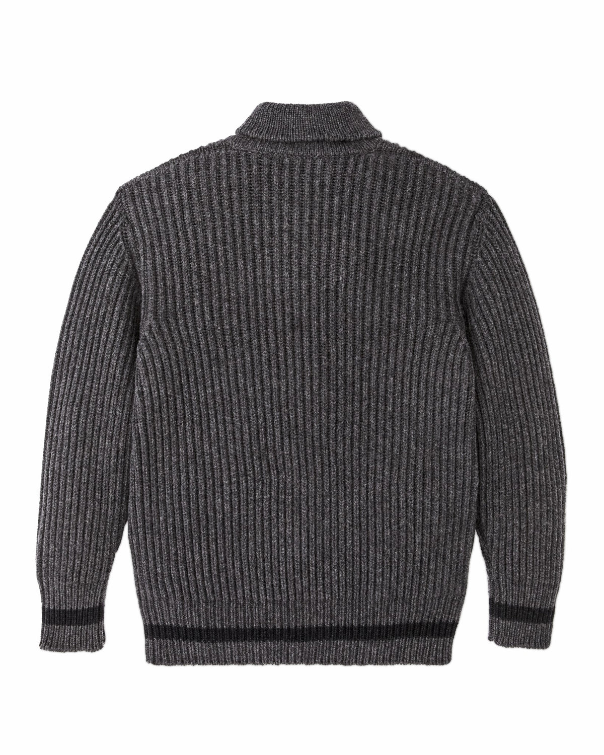 Men Filson Bristol Shawl Neck Sweater - Gray Heather / Dark Charcoal Stripe