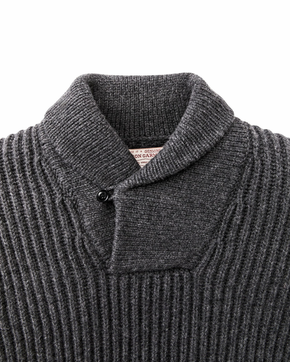 Men Filson Bristol Shawl Neck Sweater - Gray Heather / Dark Charcoal Stripe