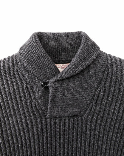 Men Filson Bristol Shawl Neck Sweater - Gray Heather / Dark Charcoal Stripe
