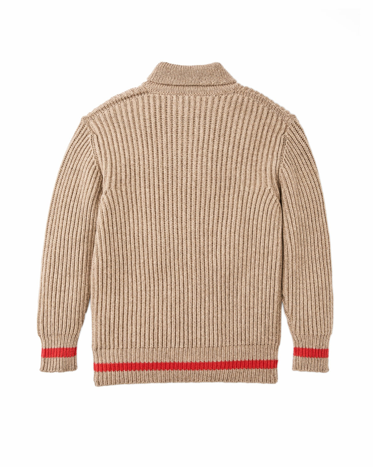Men Filson Bristol Shawl Neck Sweater - Oatmeal Heather / Flame Stripe