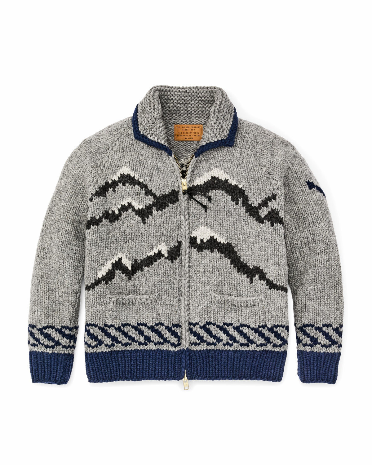 Men Filson Handmade Full-zip Sweater - Heather Gray / Fishing Boat