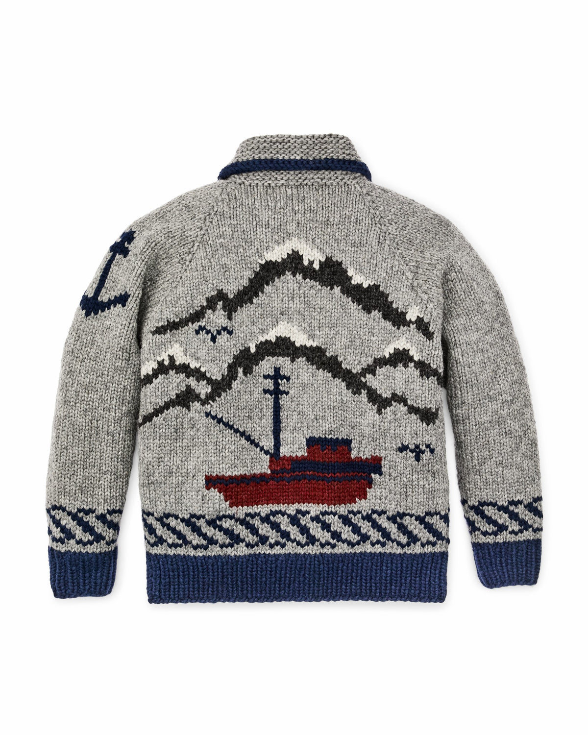 Men Filson Handmade Full-zip Sweater - Heather Gray / Fishing Boat