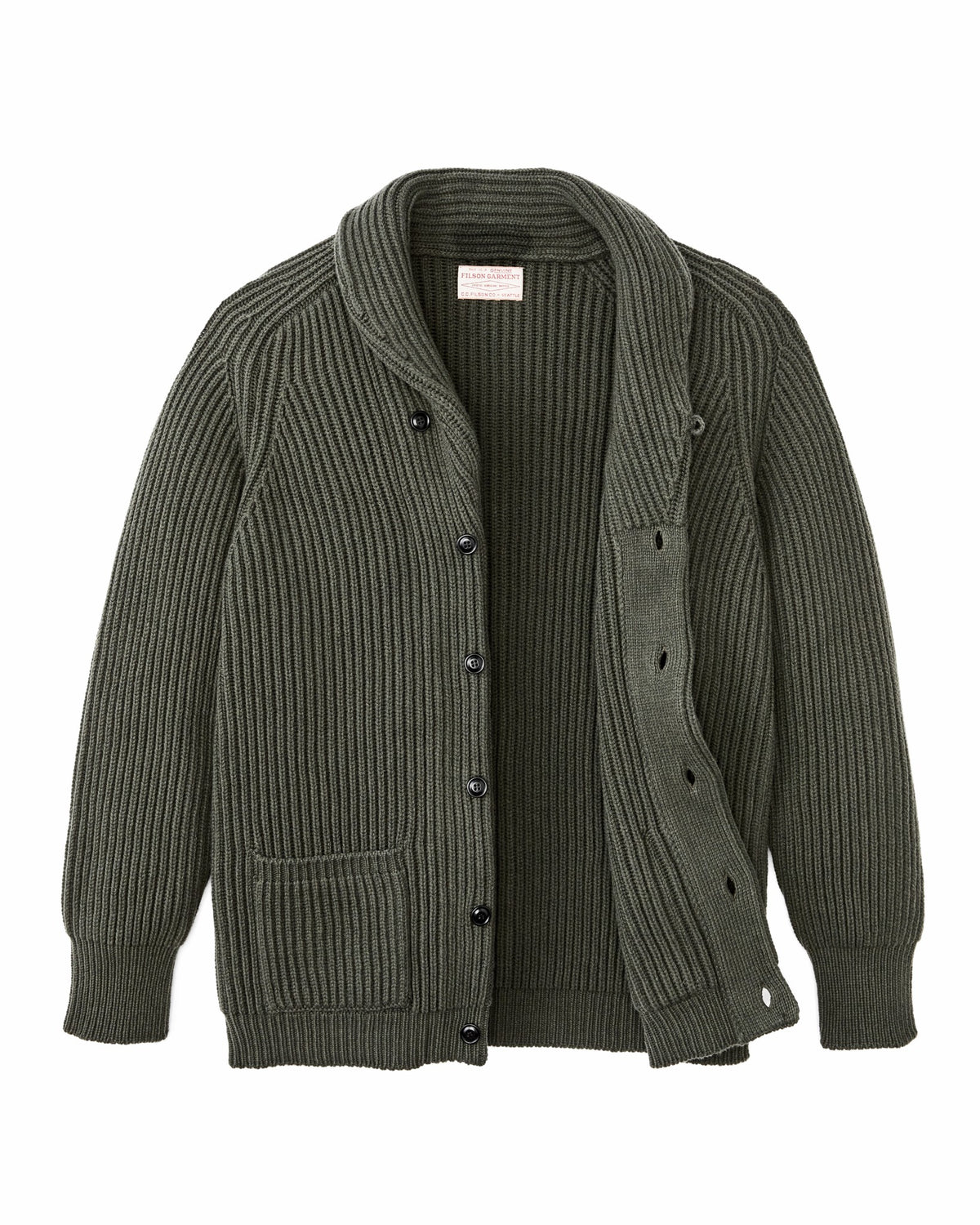 Men Filson Bristol Cardigan Sweater - Forest Green Heather