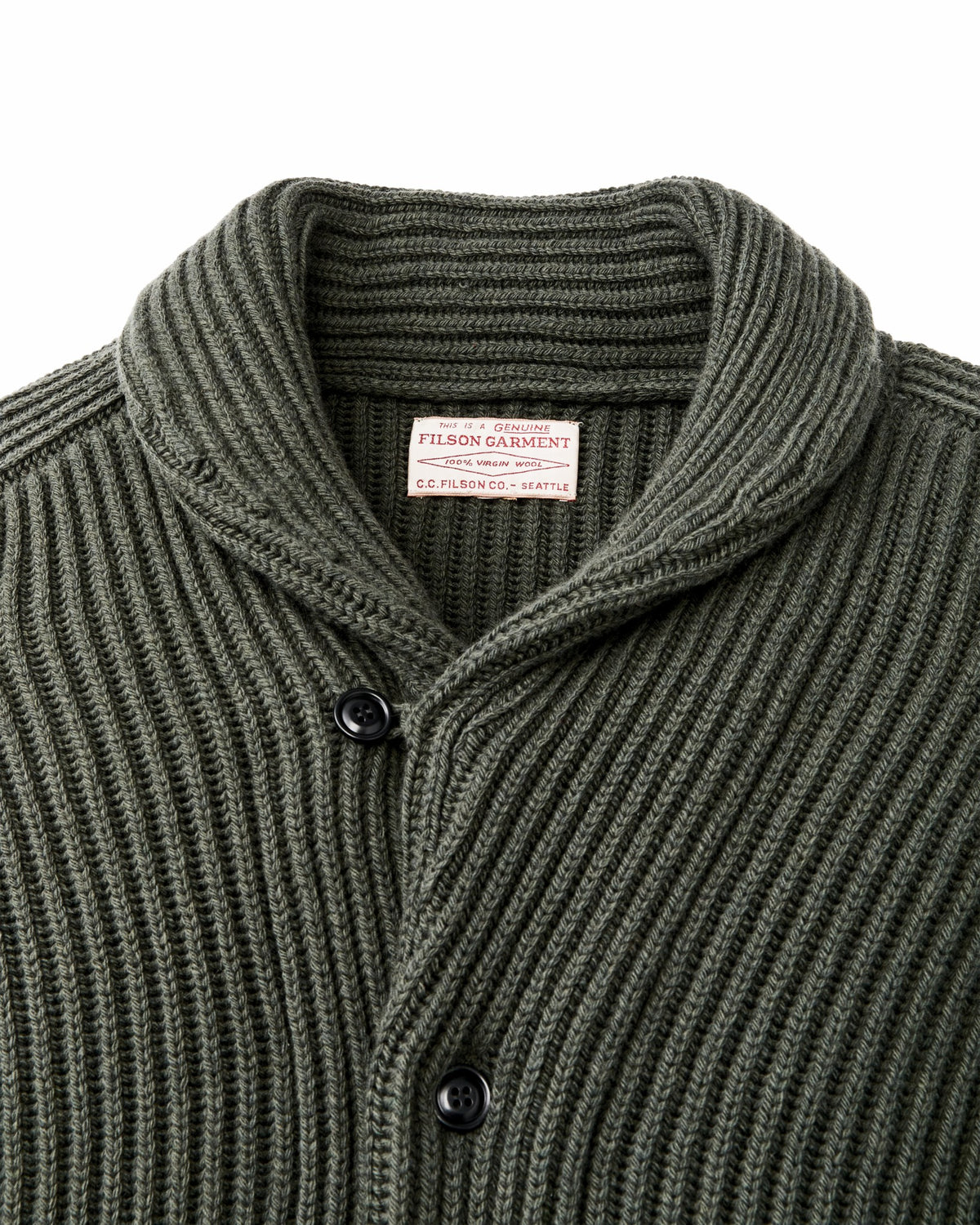 Men Filson Bristol Cardigan Sweater - Forest Green Heather