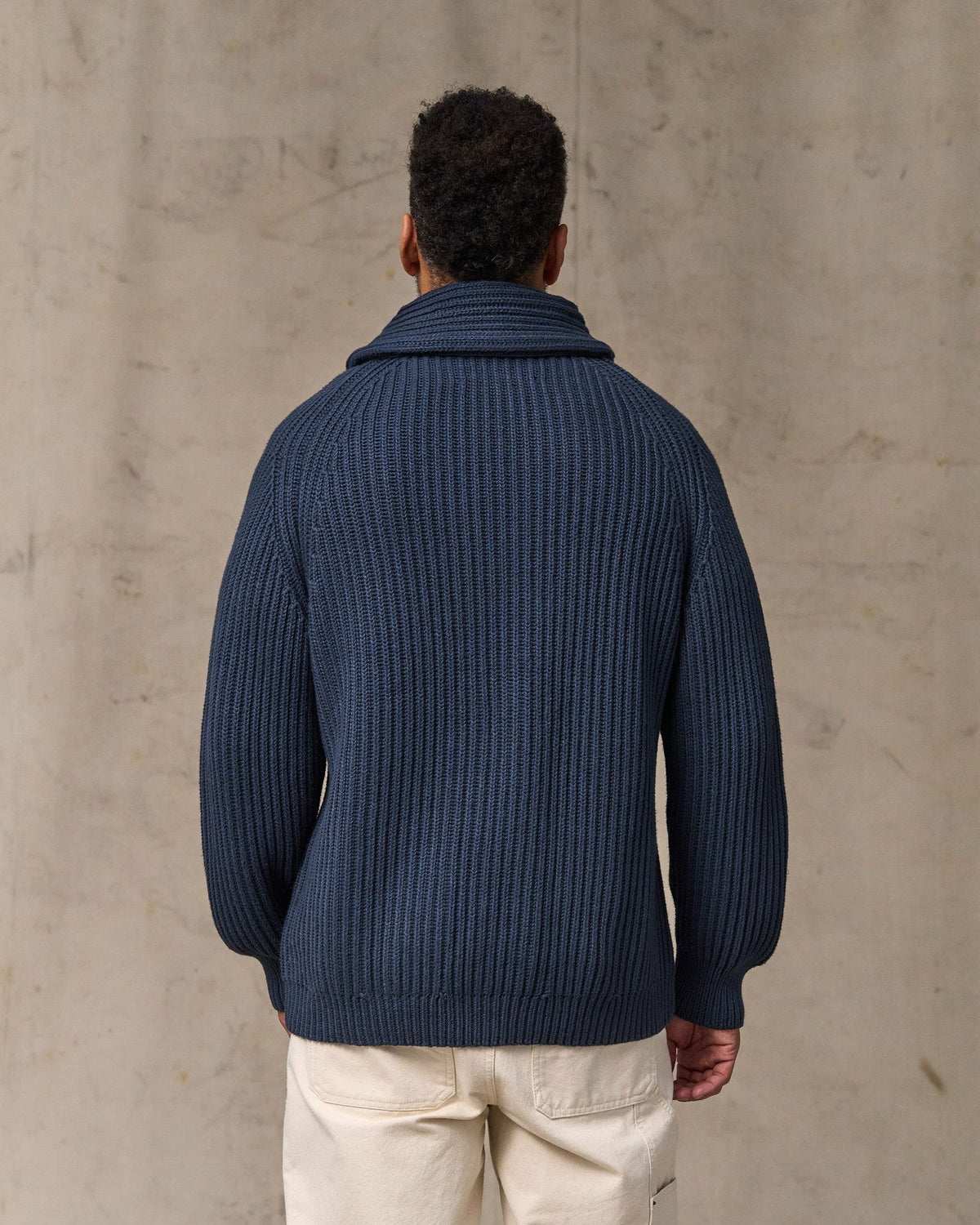 Men Filson Fisherman Rib Cotton Cardigan - Navy