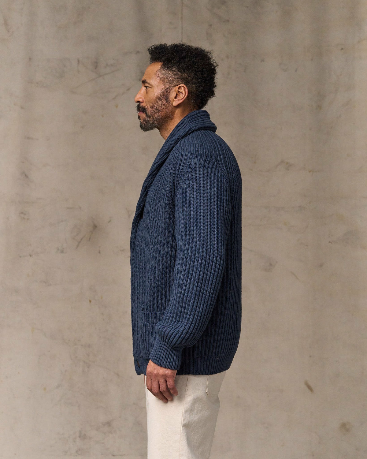 Men Filson Fisherman Rib Cotton Cardigan - Navy