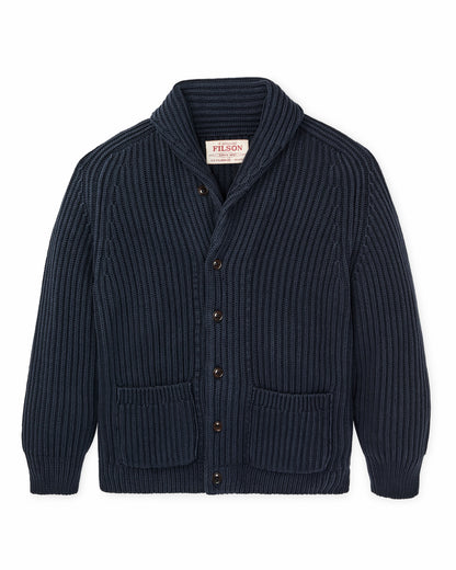 Men Filson Fisherman Rib Cotton Cardigan - Navy
