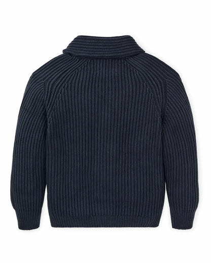 Men Filson Fisherman Rib Cotton Cardigan - Navy
