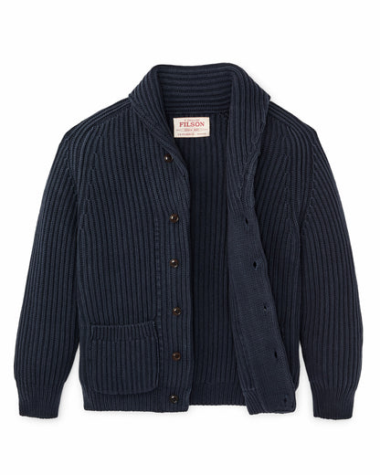 Men Filson Fisherman Rib Cotton Cardigan - Navy