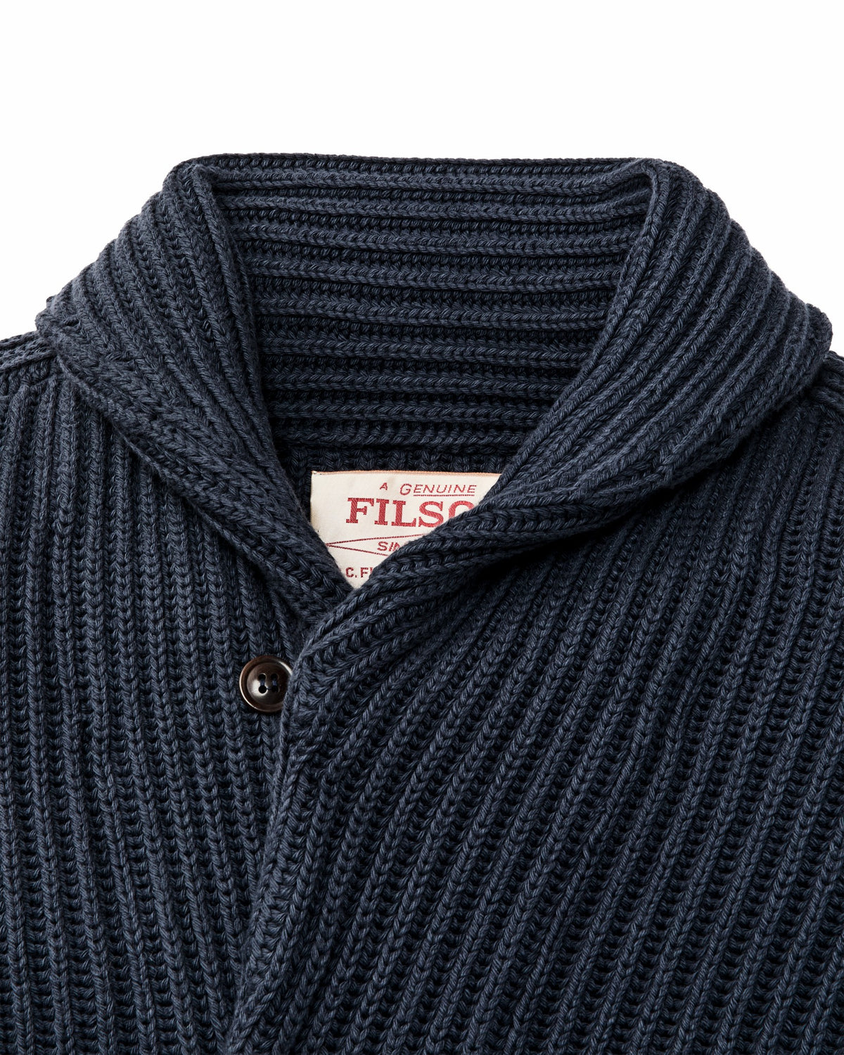 Men Filson Fisherman Rib Cotton Cardigan - Navy