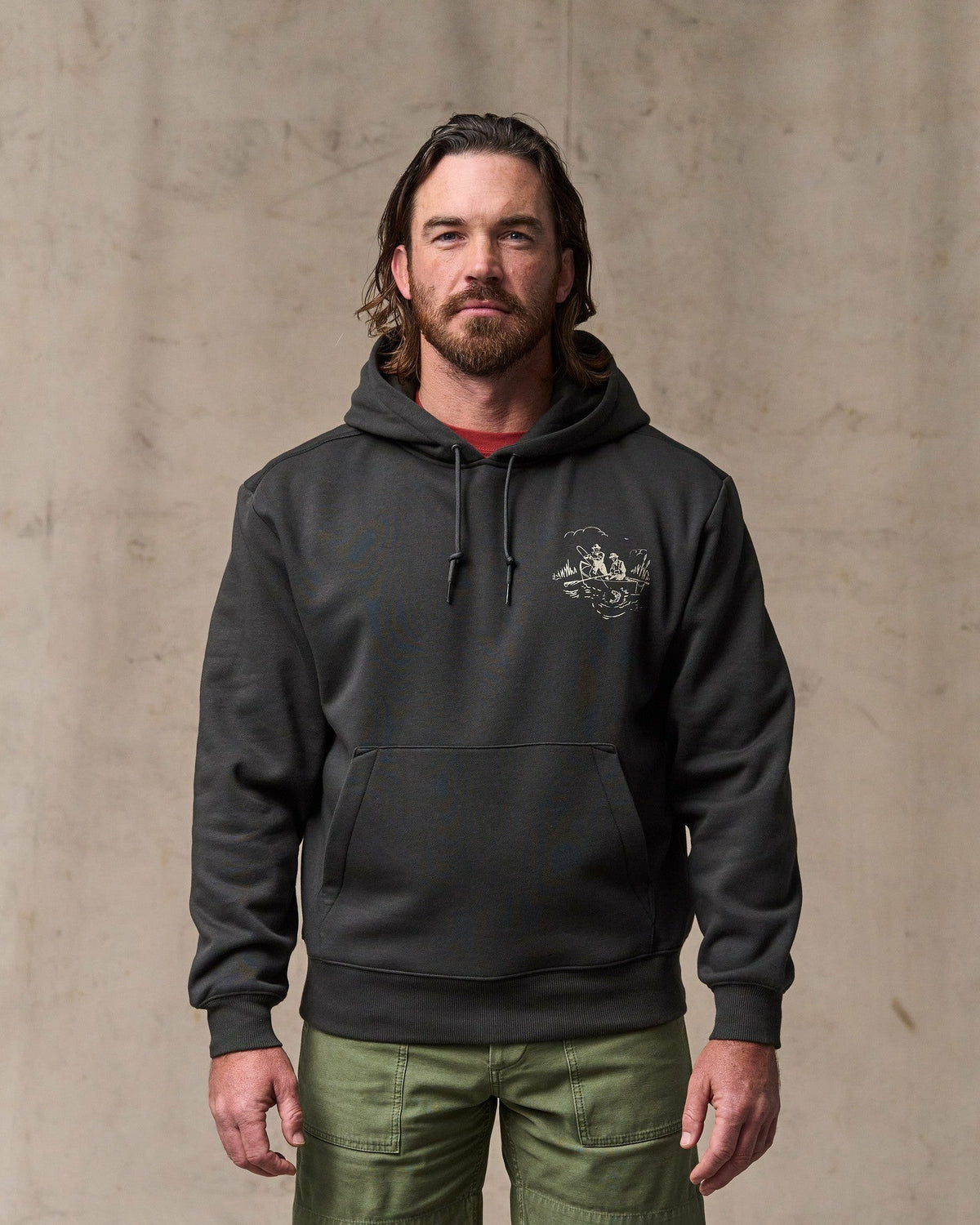 Men Filson Trout Graphic Hoodie - Faded Black
