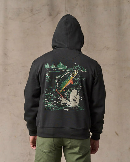 Men Filson Trout Graphic Hoodie - Faded Black