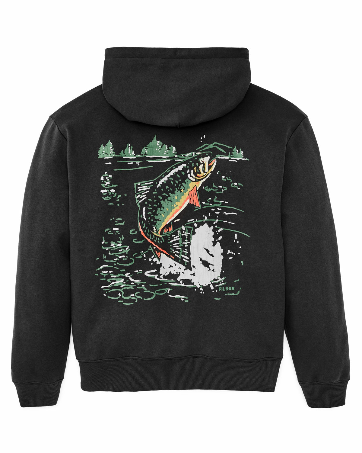 Men Filson Trout Graphic Hoodie - Faded Black