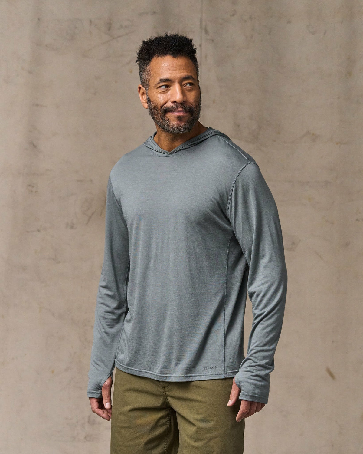 Men Filson Wool-Blend UPF Hoodie - Sage Gray