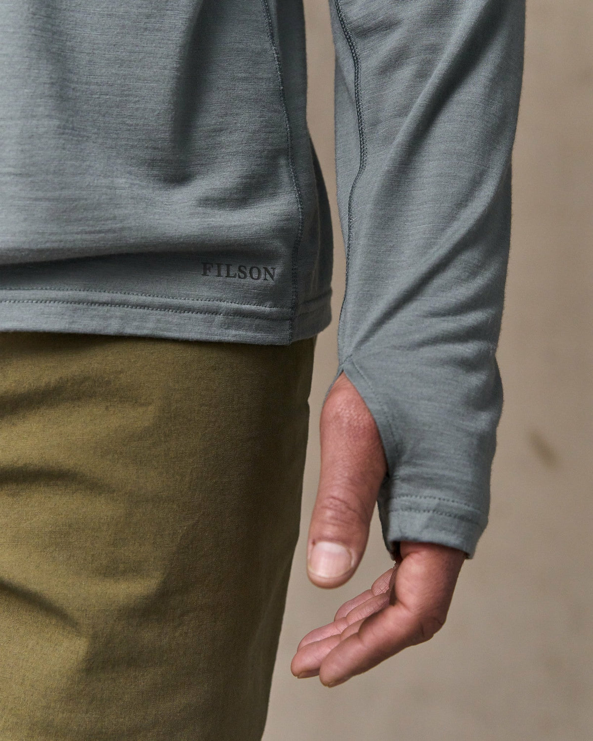 Men Filson Wool-Blend UPF Hoodie - Sage Gray