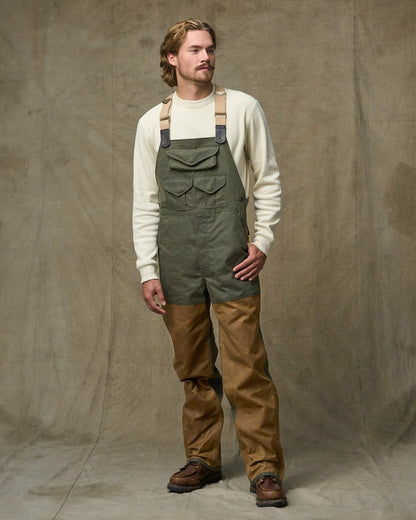 Men Filson Tin Cloth Double Hunting Bibs with Zipper
