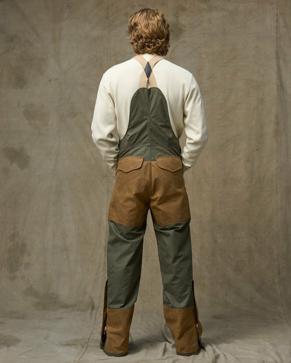 Men Filson Tin Cloth Double Hunting Bibs with Zipper