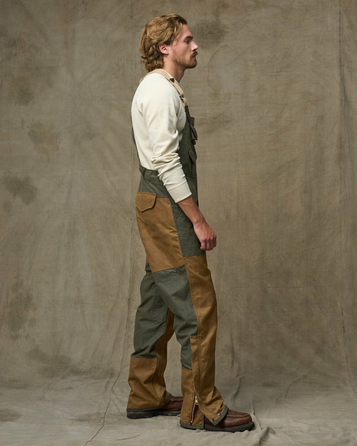 Men Filson Tin Cloth Double Hunting Bibs with Zipper