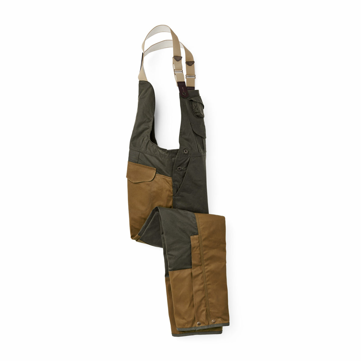 Men Filson Tin Cloth Double Hunting Bibs with Zipper