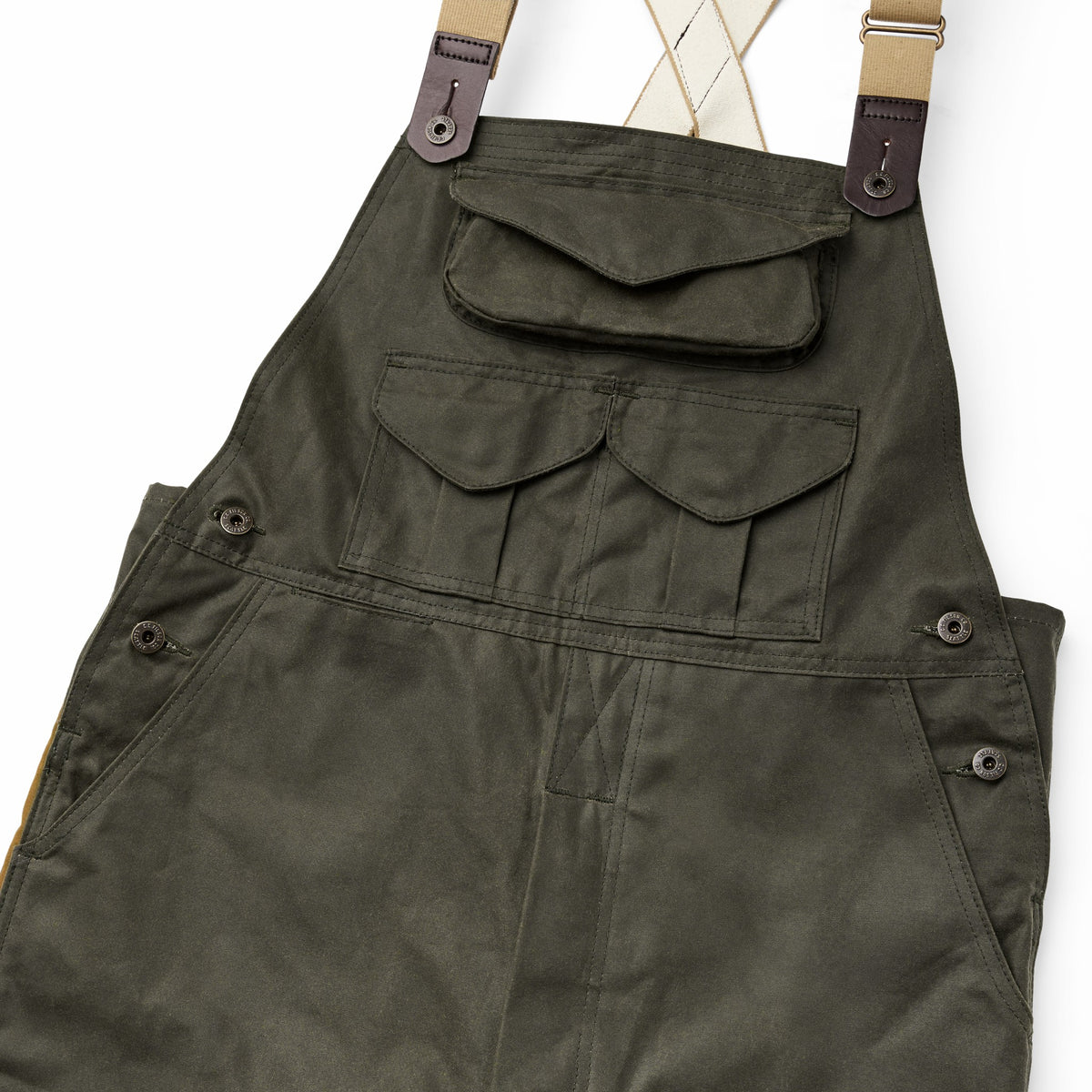 Men Filson Tin Cloth Double Hunting Bibs with Zipper