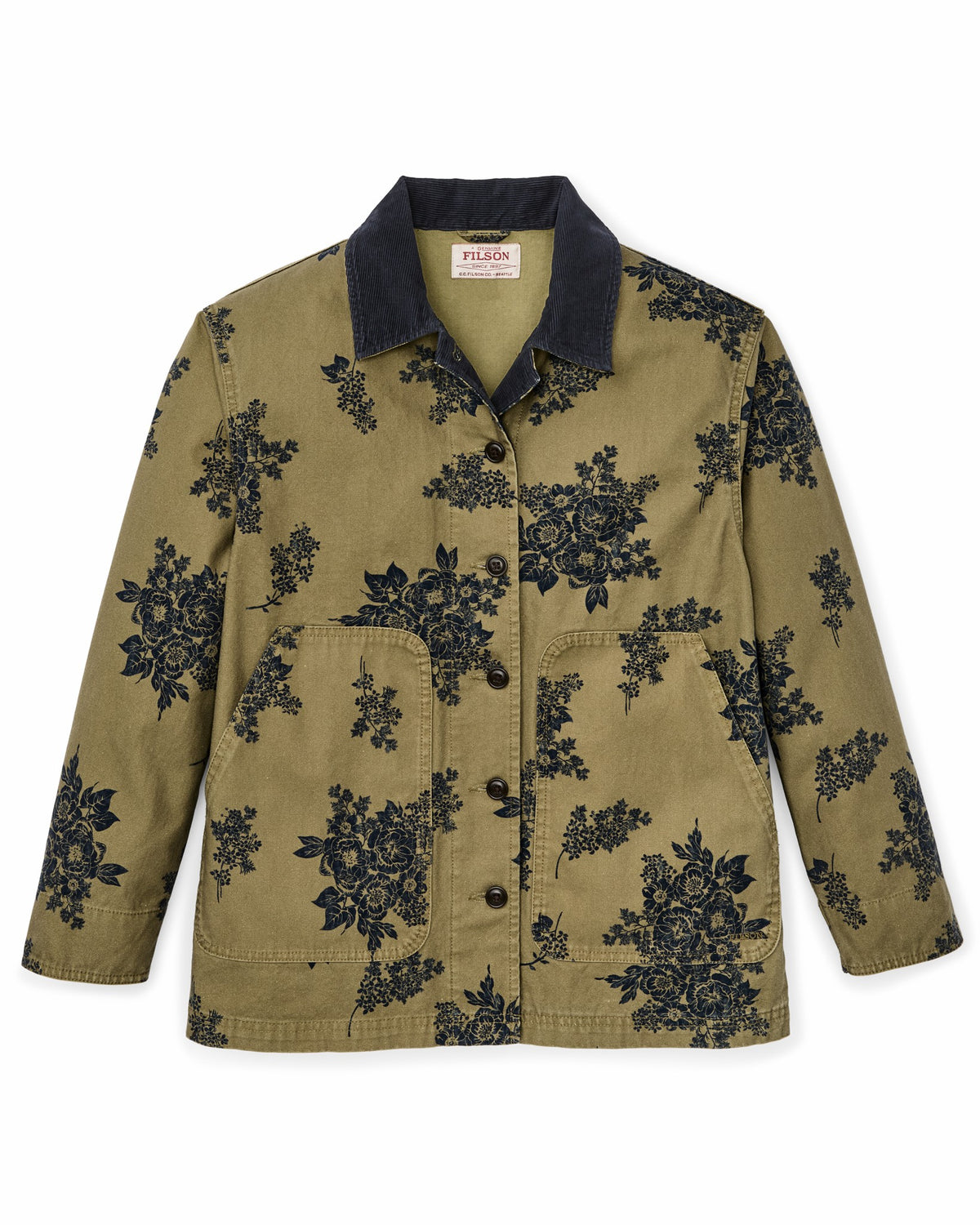 Women Filson Women's Canvas Barn Coat - Olive / Floral Print