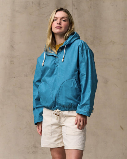 Women Filson Women's Dry Wax Hooded Popover - Marine Blue