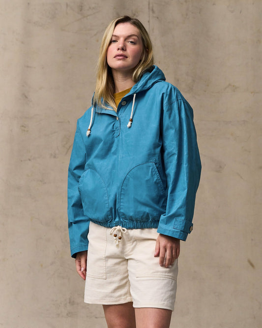Women Filson Women's Dry Wax Hooded Popover - Marine Blue