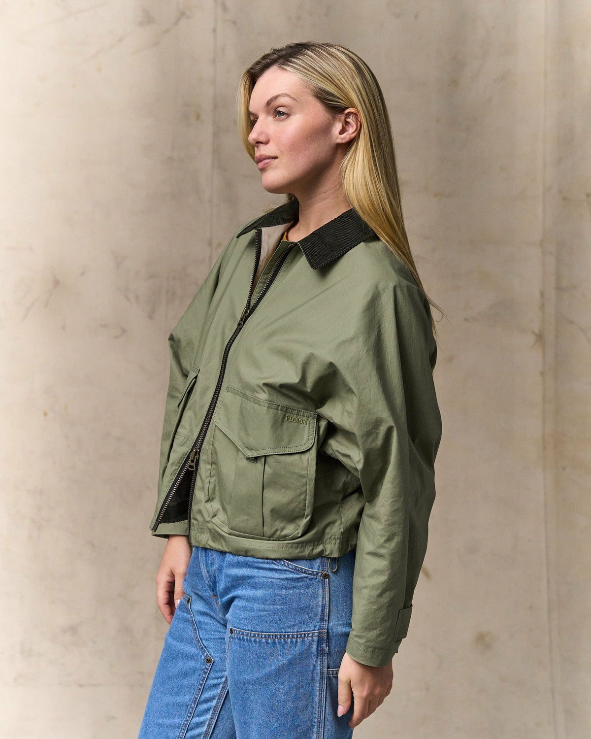 Women Filson Women's Dry Wax Short Work Jacket - Slate Olive