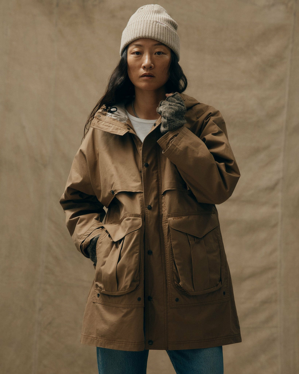Women Filson Women's Aviator Cloth Long Raincoat
