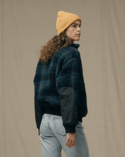 Women Filson Women's Pile Fleece Popover - Blue / Black Plaid
