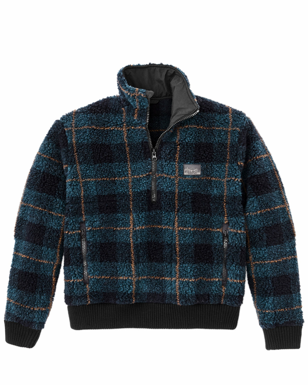 Women Filson Women's Pile Fleece Popover - Blue / Black Plaid
