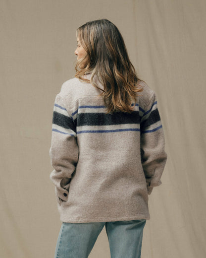 Women Filson Women's Wool Overshirt - Gray / Black Blanket Stripe