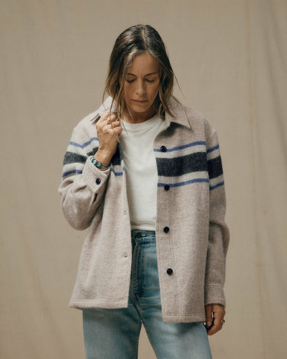 Women Filson Women's Wool Overshirt - Gray / Black Blanket Stripe