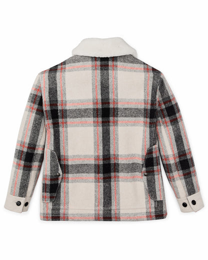 Women Filson Women's Mackinaw Wool Shearling Cruiser Jacket - Cream / Red / Black Plaid