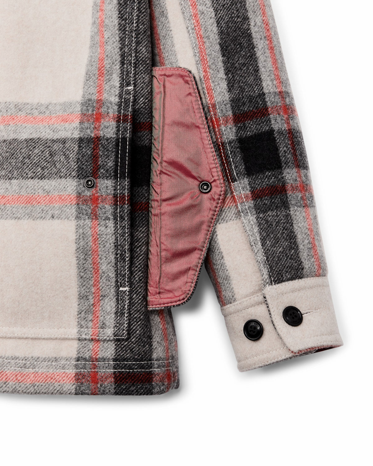 Women Filson Women's Mackinaw Wool Shearling Cruiser Jacket - Cream / Red / Black Plaid