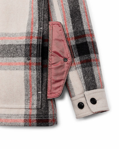 Women Filson Women's Mackinaw Wool Shearling Cruiser Jacket - Cream / Red / Black Plaid
