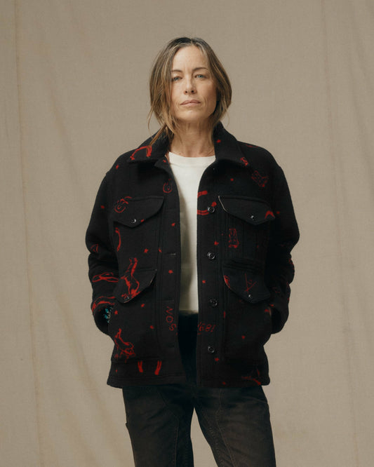 Women Filson Women's Jacquard Wool Cruiser Jacket - Black / Red Western