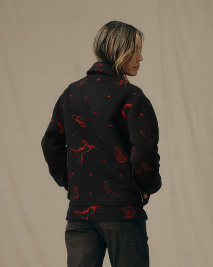 Women Filson Women's Jacquard Wool Cruiser Jacket - Black / Red Western
