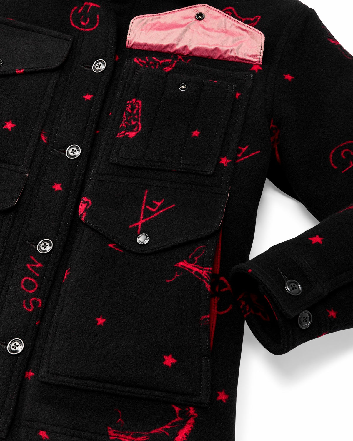 Women Filson Women's Jacquard Wool Cruiser Jacket - Black / Red Western