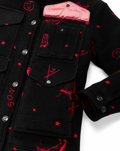 Women Filson Women's Jacquard Wool Cruiser Jacket - Black / Red Western