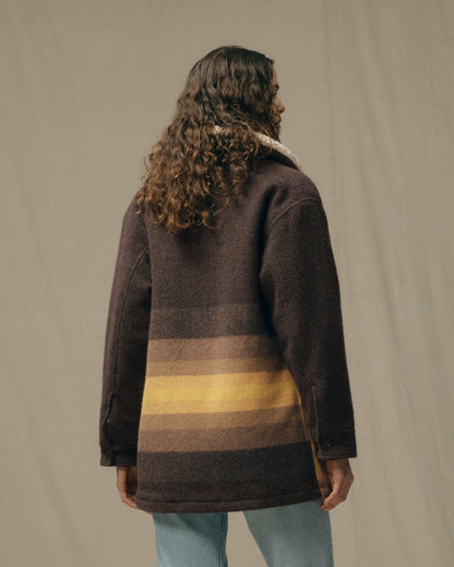 Women Filson Women's Kodiak Shawl Collar Coat - Brown / Yellow Stripe