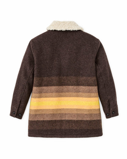 Women Filson Women's Kodiak Shawl Collar Coat - Brown / Yellow Stripe