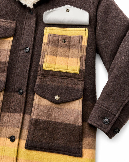 Women Filson Women's Kodiak Shawl Collar Coat - Brown / Yellow Stripe