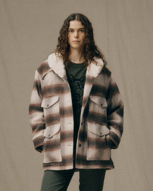 Women Filson Women's Kodiak Shawl Collar Coat - Cream / Brown Shadow Plaid