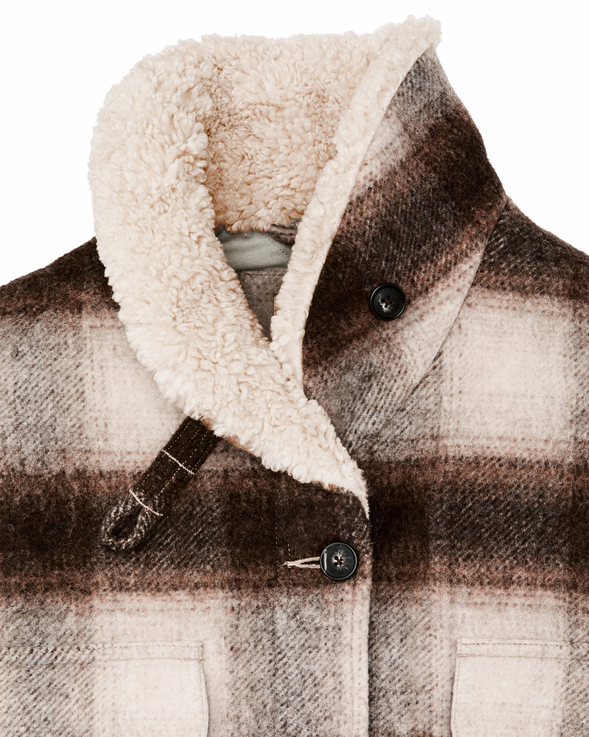 Women Filson Women's Kodiak Shawl Collar Coat - Cream / Brown Shadow Plaid