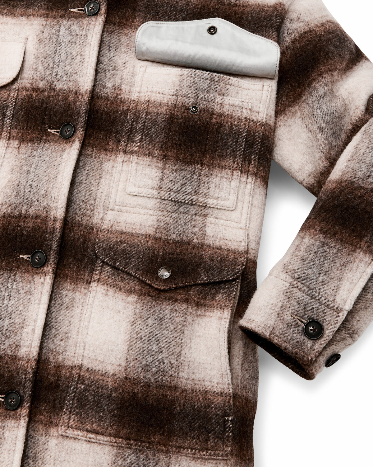 Women Filson Women's Kodiak Shawl Collar Coat - Cream / Brown Shadow Plaid